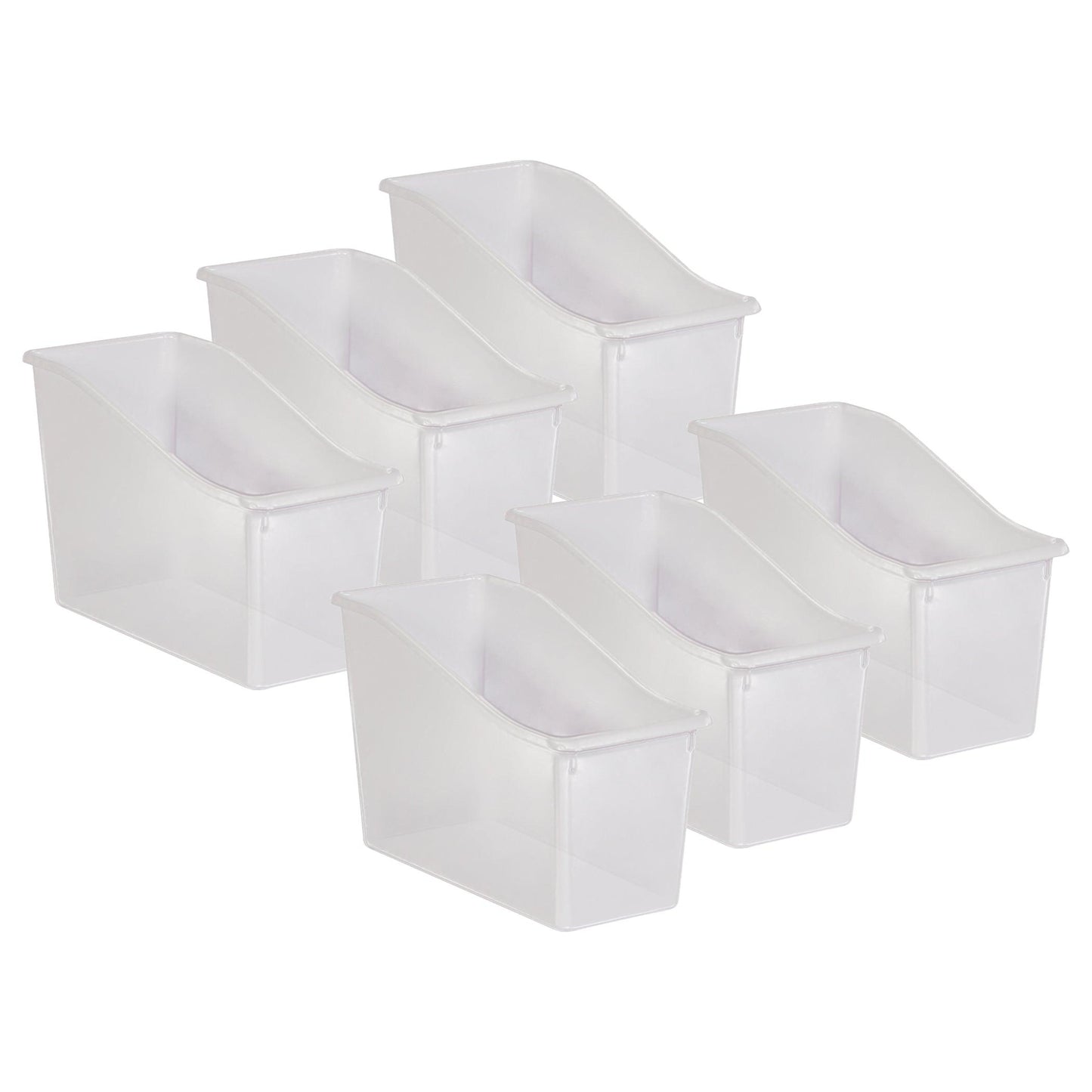 Plastic Book Bin, Clear, Pack of 6 - Loomini