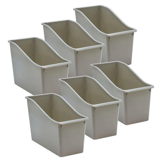 Plastic Book Bin, Gray, Pack of 6 - Loomini