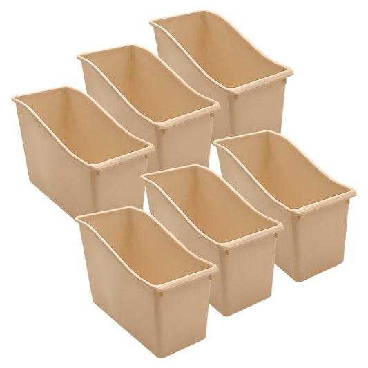 Plastic Book Bin, Light Brown, Pack of 6 - Loomini