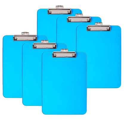 Plastic Clipboard, Letter, Neon Blue, Pack of 6 - Loomini