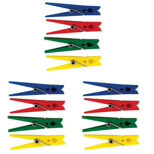 Plastic Clothespins, 40 Per Pack, 3 Packs - Loomini