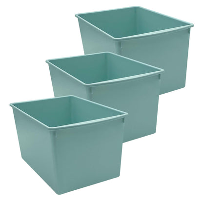 Plastic Multi-Purpose Bin, Calming Blue, Pack of 3 - Loomini