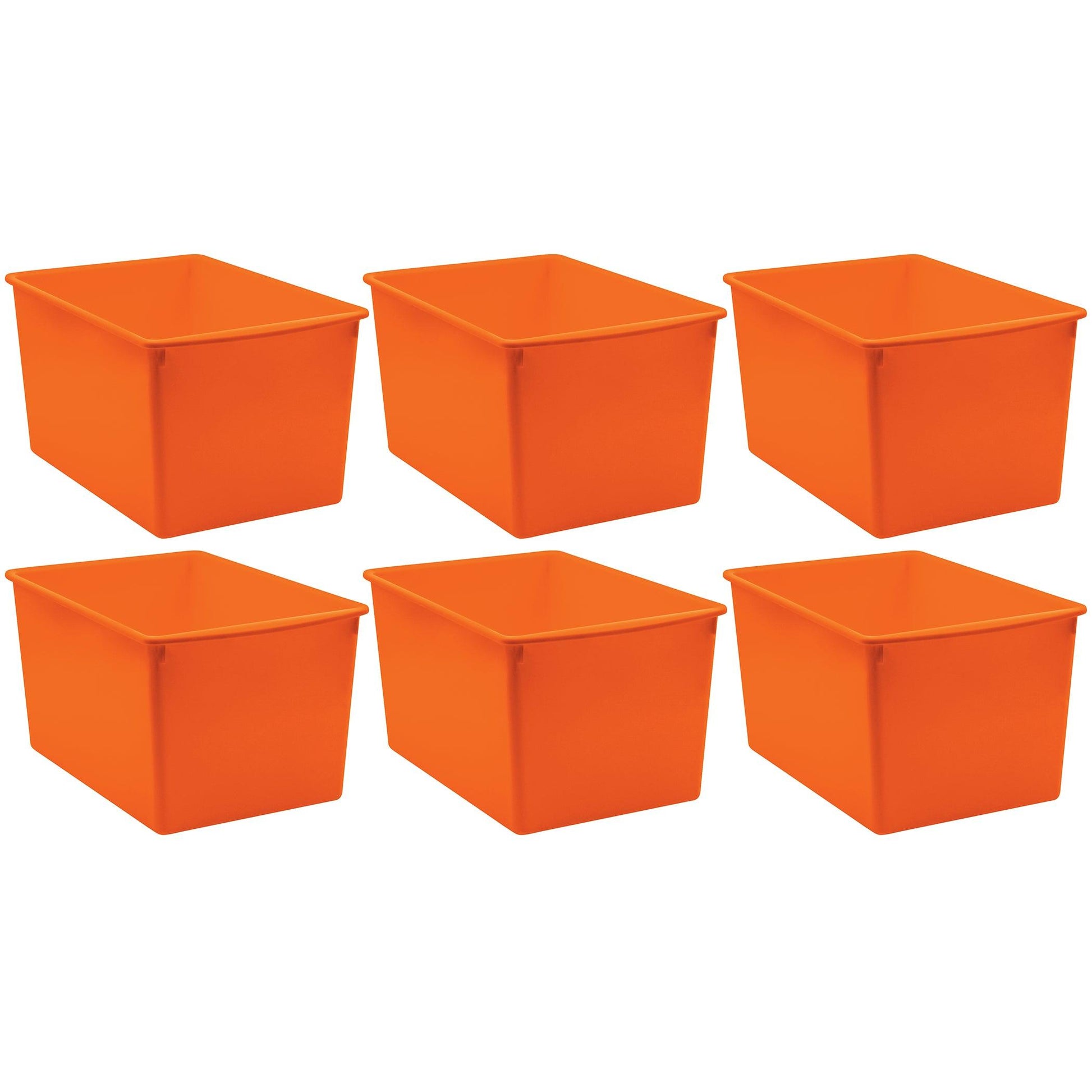 Plastic Multi-Purpose Bin, Orange, Pack of 6 - Loomini