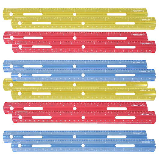Plastic Ruler, 12", Pack of 36 - Loomini