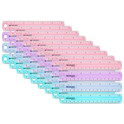 Plastic Ruler, 6 in, Assorted Colors, Pack of 36 - Loomini