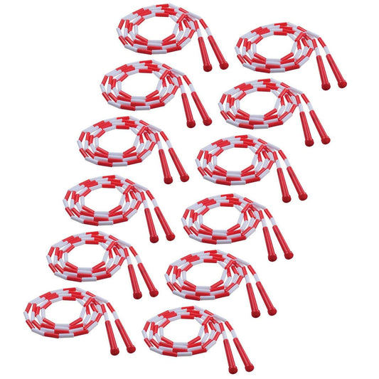Plastic Segmented Jump Rope 7', Red & White, Pack of 12 - Loomini