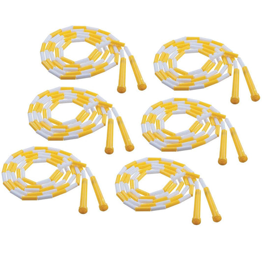 Plastic Segmented Jump Rope 8', Yellow & White, Pack of 6 - Loomini