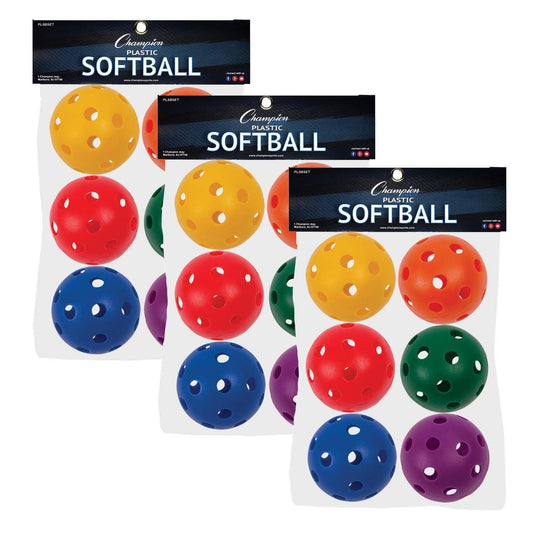 Plastic Softballs, 6 Per Set, 3 Sets - Loomini