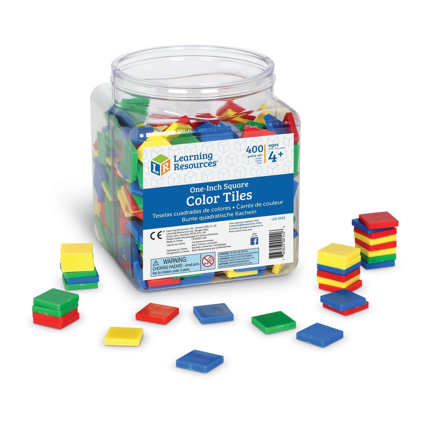 Plastic Square Color Tiles, 400 Pieces - Loomini