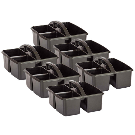 Plastic Storage Caddy, Black, Pack of 6 - Loomini