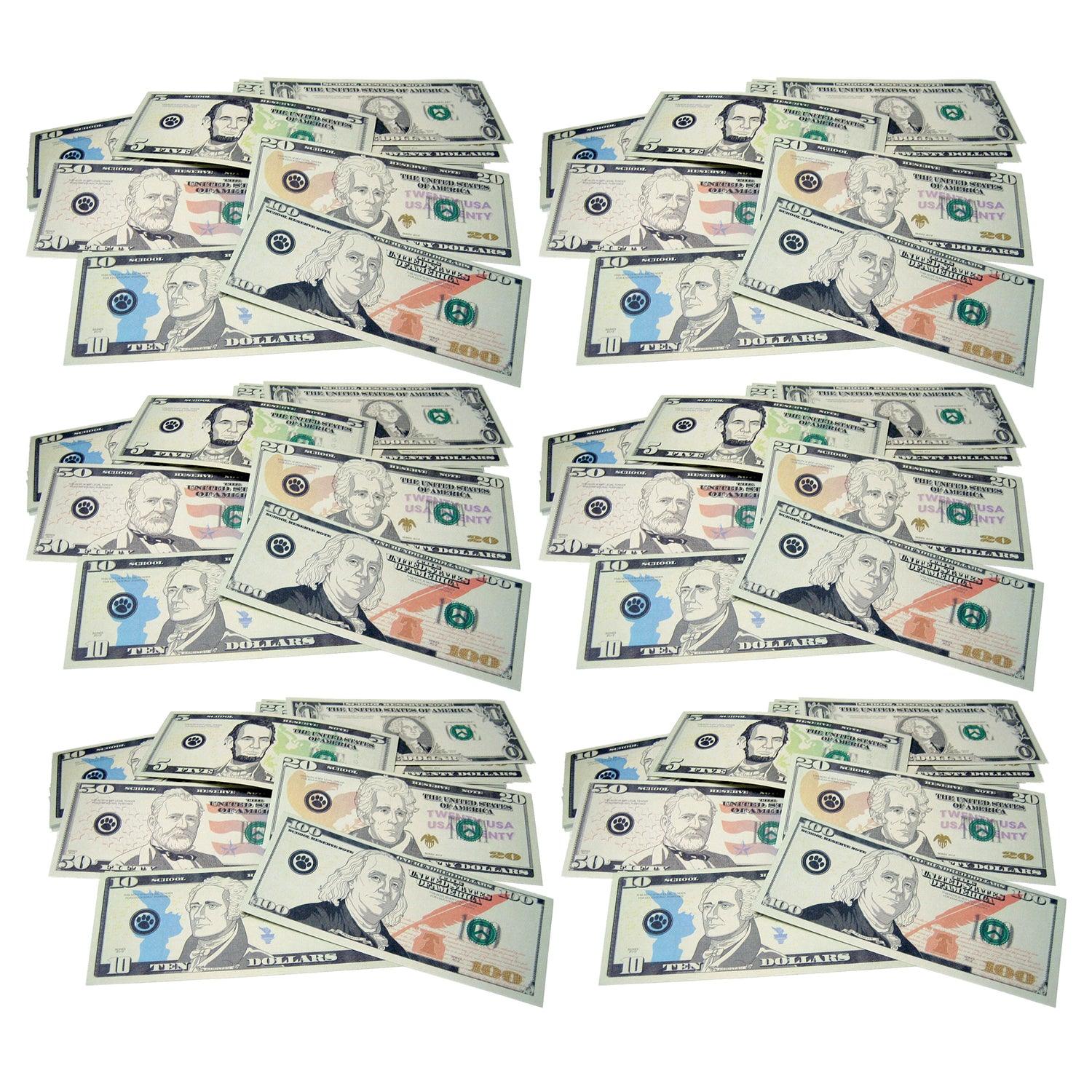 Play Money: Assorted Bills, 110 Per Pack, 6 Packs - Loomini