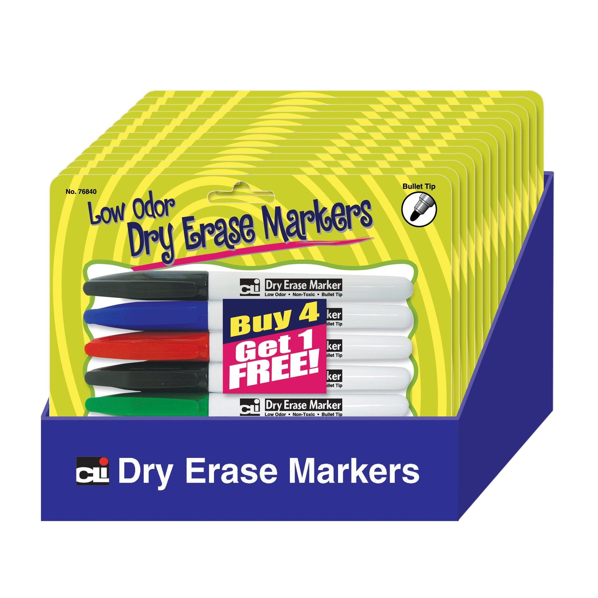 Pocket Dry Erase Markers, Low Odor, Assorted Colors, 5 Per Pack, 12 Packs - Loomini