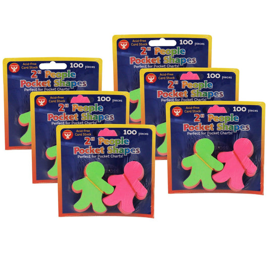 Pocket Shapes, 2" People, 100 Per Pack, 6 Packs - Loomini