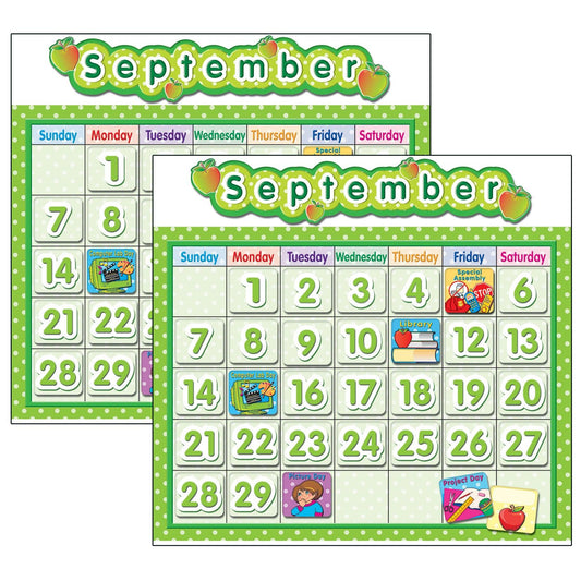 Polka Dot School Calendar Bulletin Board Set, 2 Sets - Loomini