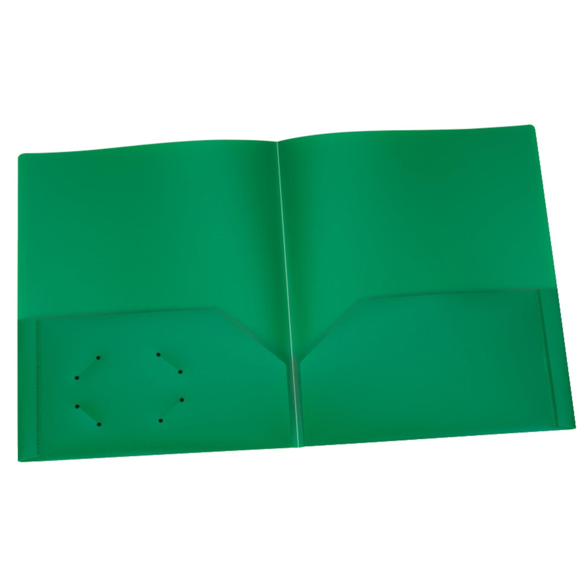 Poly Two Pocket Portfolio, Green, Pack of 25 - Loomini