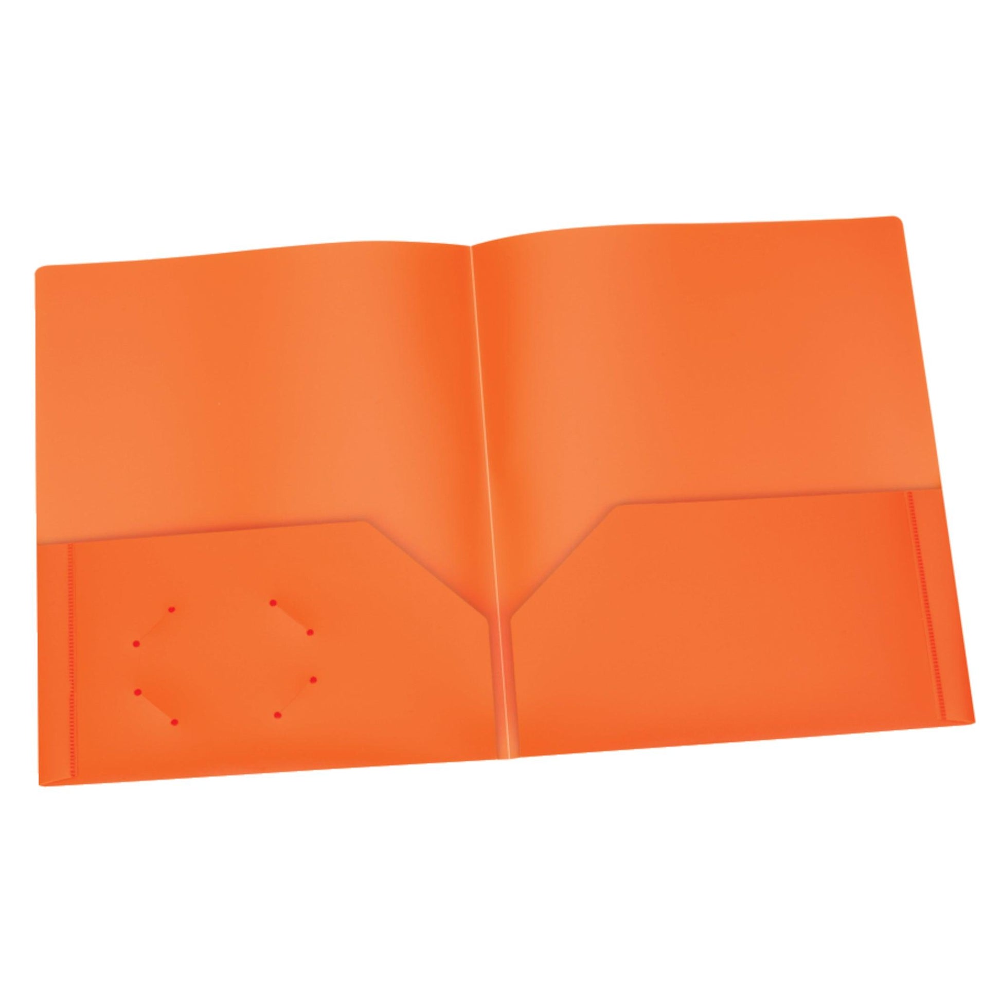 Poly Two Pocket Portfolio, Orange, Pack of 25 - Loomini