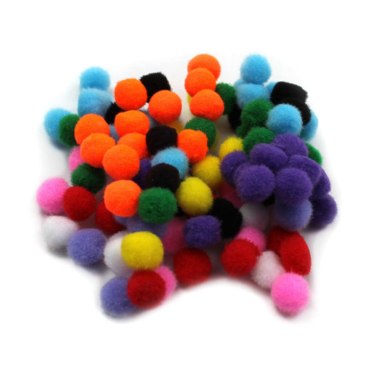 Pom-Poms 1/2", Assorted Colors, 100 Per Pack, 12 Packs - Loomini