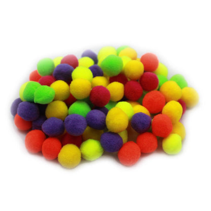 Pom-Poms, 1/2", Hot Colors, 100 Per Pack, 12 Packs - Loomini