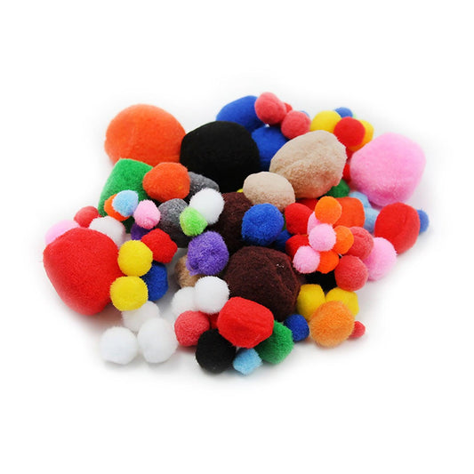 Pom Poms Assorted Sizes & Colors, 1 Pound - Loomini
