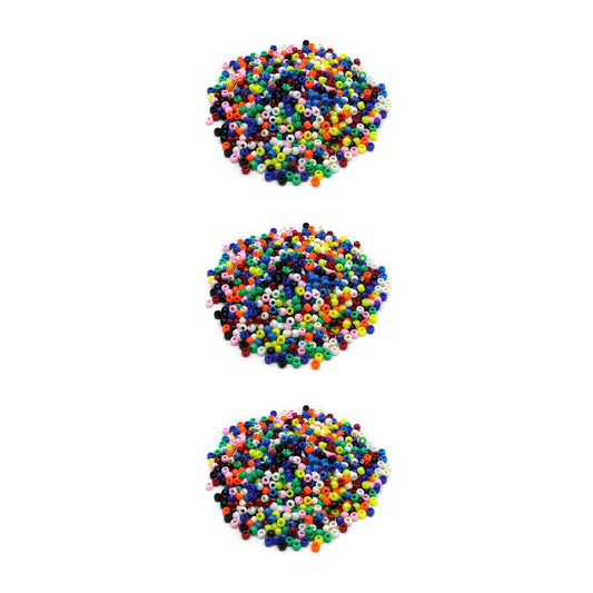 Pony Beads, Assorted Bright Hues, 6 mm x 9 mm, 1000 Per Pack, 3 Packs - Loomini