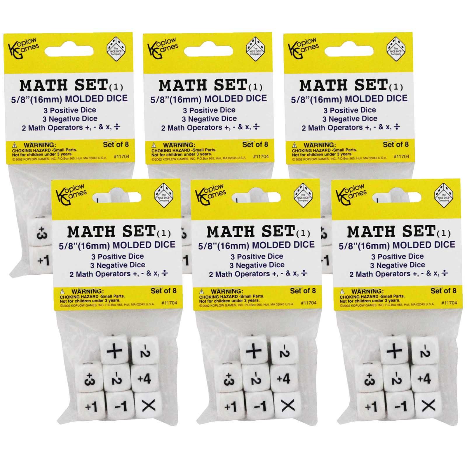 Positive/Negative Dice Set, 8 Per Set, 6 Sets - Loomini