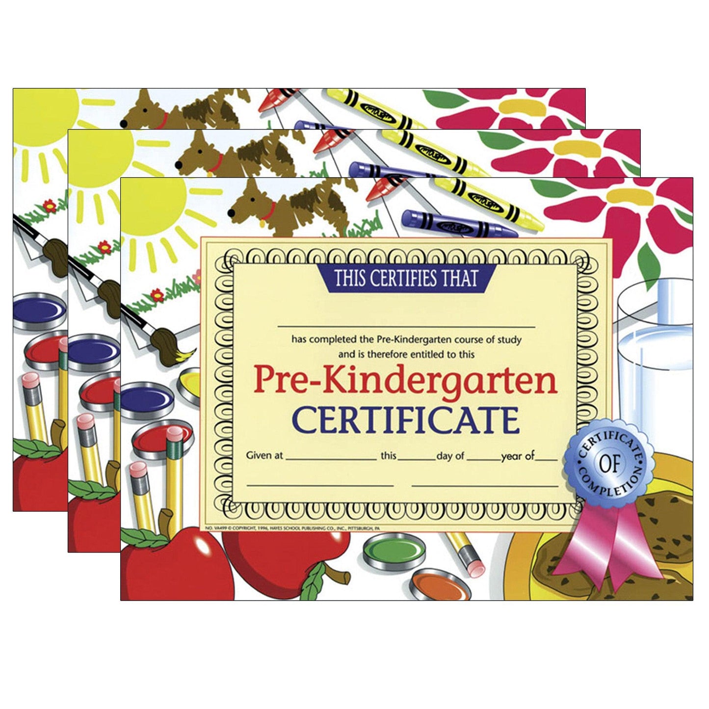 Pre-Kindergarten Certificate, 8.5" x 11", 30 Per Pack, 3 Packs - Loomini