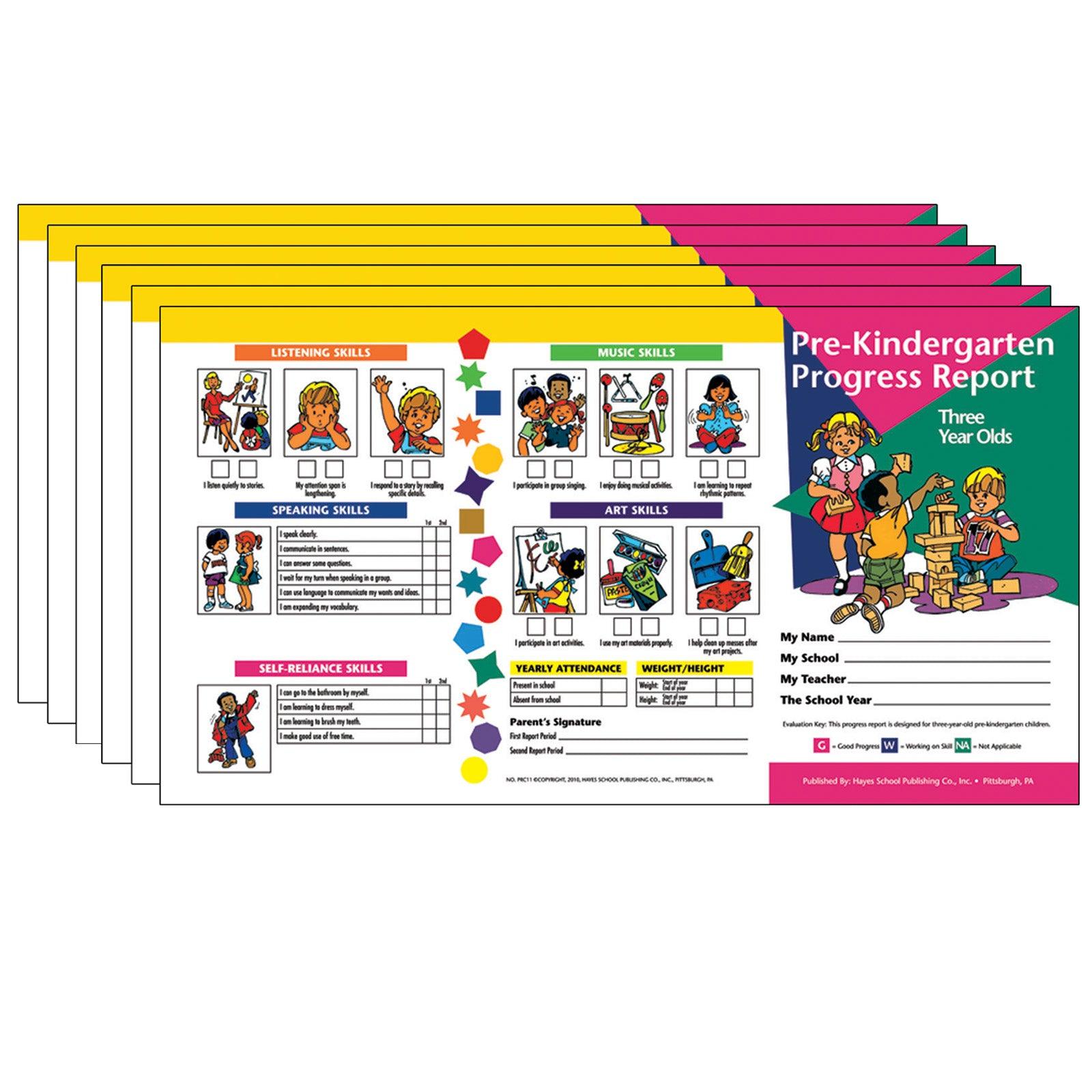 Pre-Kindergarten Progress Report (3 year olds), 10 Per Pack, 6 Packs - Loomini