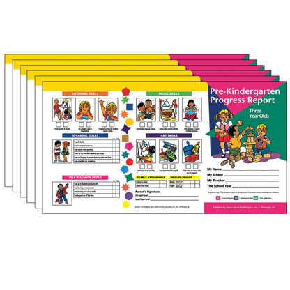 Pre-Kindergarten Progress Report (3 year olds), 10 Per Pack, 6 Packs - Loomini