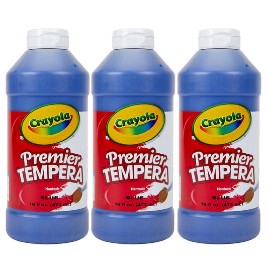 Premier Tempera Paint, 16 oz, Blue, Pack of 3 - Loomini