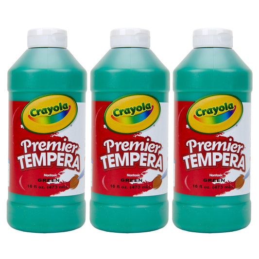 Premier Tempera Paint, 16 oz, Green, Pack of 3 - Loomini