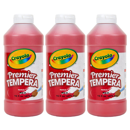 Premier Tempera Paint, 16 oz, Red, Pack of 3 - Loomini