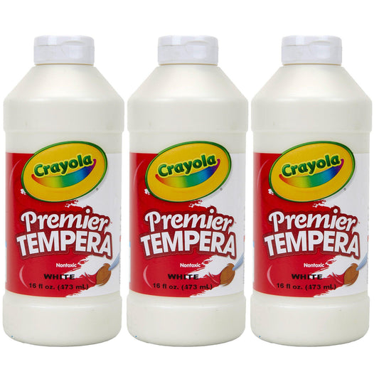 Premier Tempera Paint, 16 oz, White, Pack of 3 - Loomini