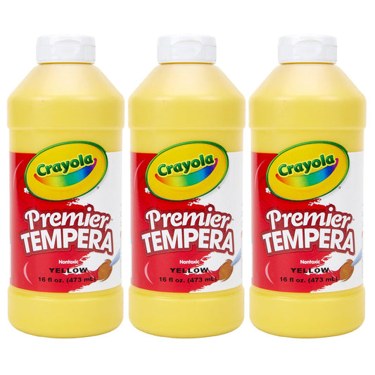 Premier Tempera Paint, 16 oz, Yellow, Pack of 3 - Loomini