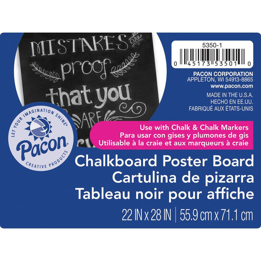 Premium Chalkboard Poster Board, Black, 22" x 28", 25 Sheets - Loomini
