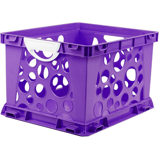 Premium File Crate with Handles, Classroom Purple - Loomini