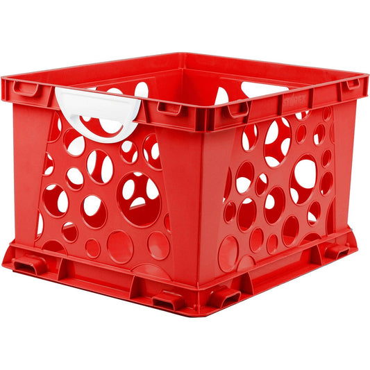 Premium File Crate with Handles, Classroom Red - Loomini