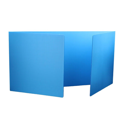 Premium Plastic Study Carrels, Blue, 12" x 46.5", Pack of 24 - Loomini