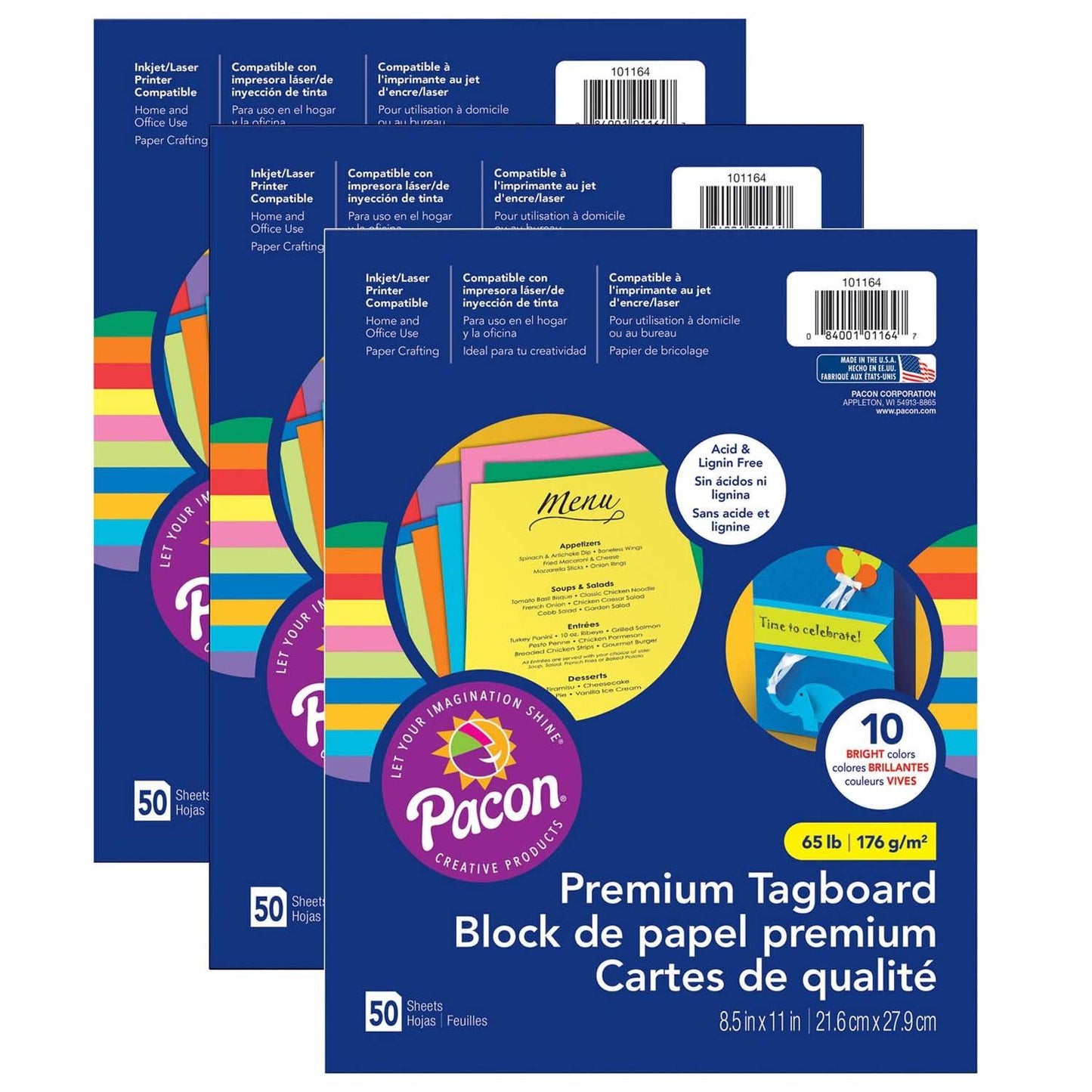 Premium Tagboard Assortment, 50 Sheets Per Pack, 3 Packs - Loomini