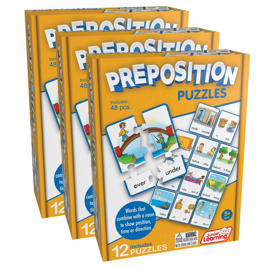 Preposition Puzzles, 12 Per Set, 3 Sets - Loomini