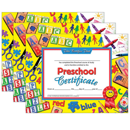 Preschool Certificate, 8.5" x 11", 30 Per Pack, 3 Packs - Loomini