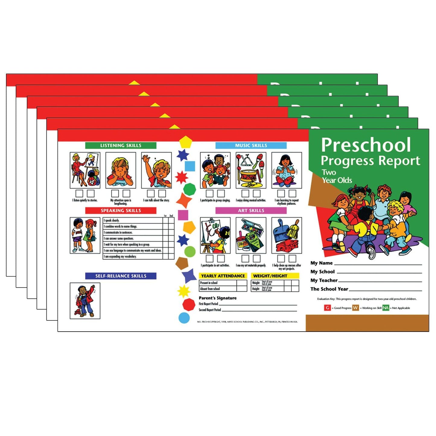 Preschool Progress Report, Two Year Olds, 10 Per Pack, 6 Packs - Loomini