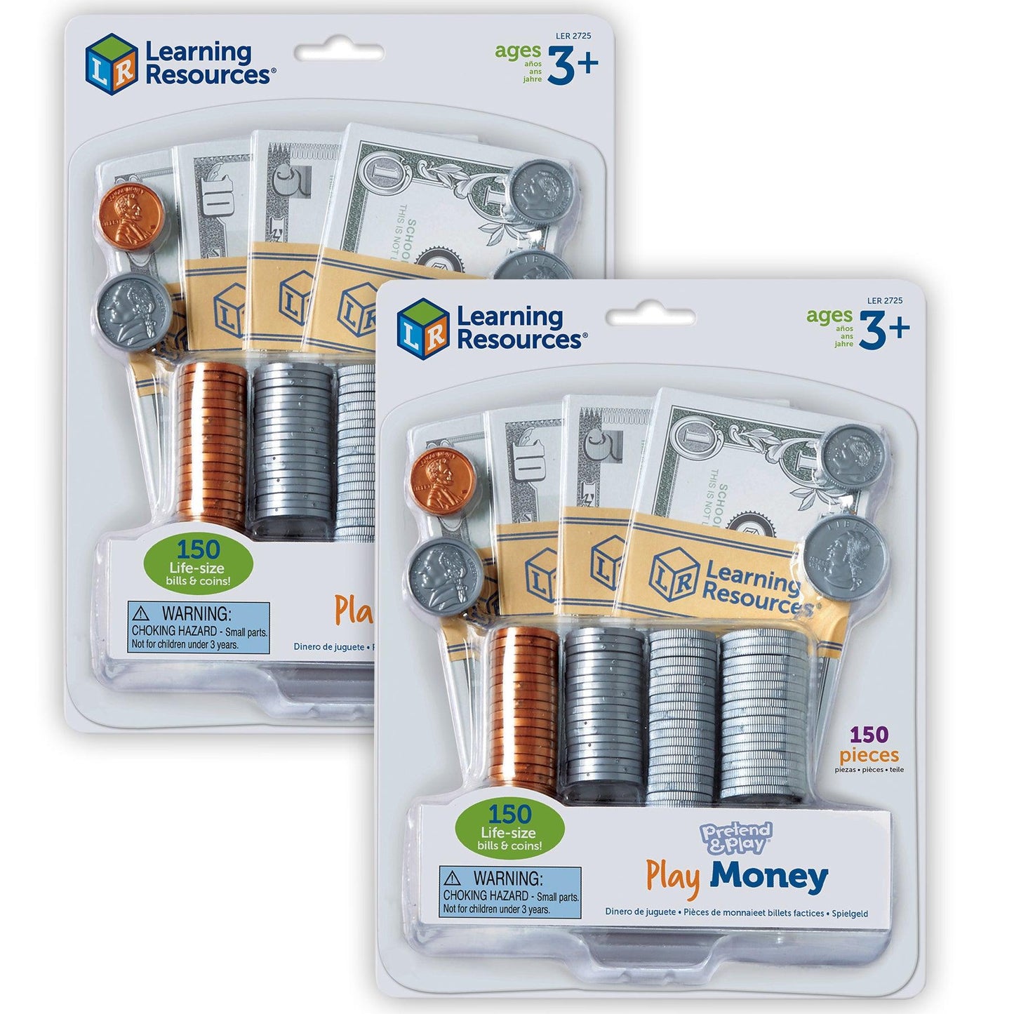 Pretend and Play® Play Money, 150 Pieces Per Set, 2 Sets - Loomini