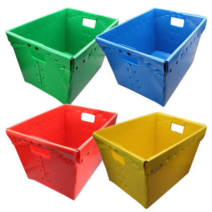 Primary Assorted Plastic Storage Postal Tote - 4 Pack - Loomini