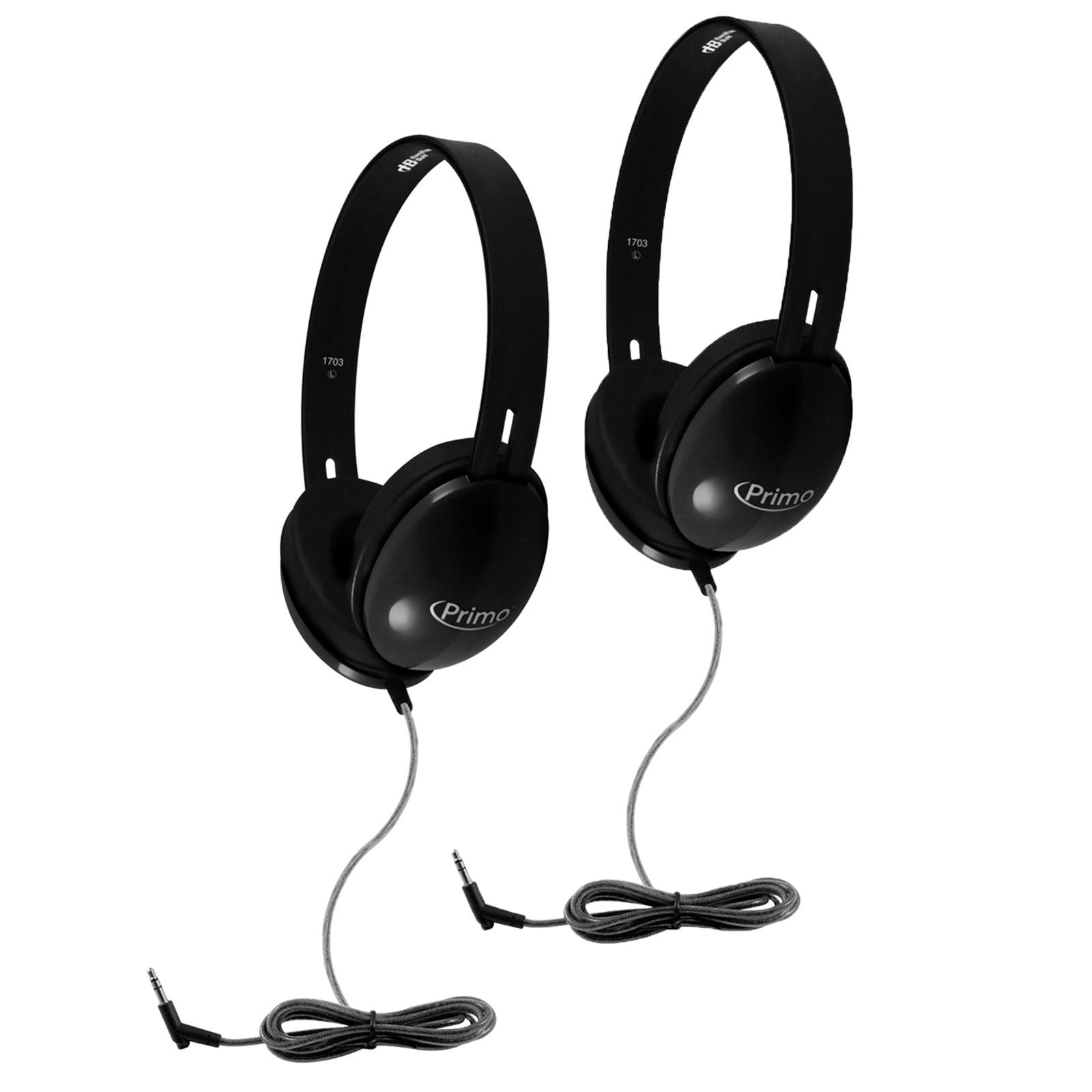 Primo Stereo Headphones, Black, Pack of 2 - Loomini