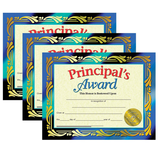 Principal's Award Certificate, 8.5" x 11", 30 Per Pack, 3 Packs - Loomini