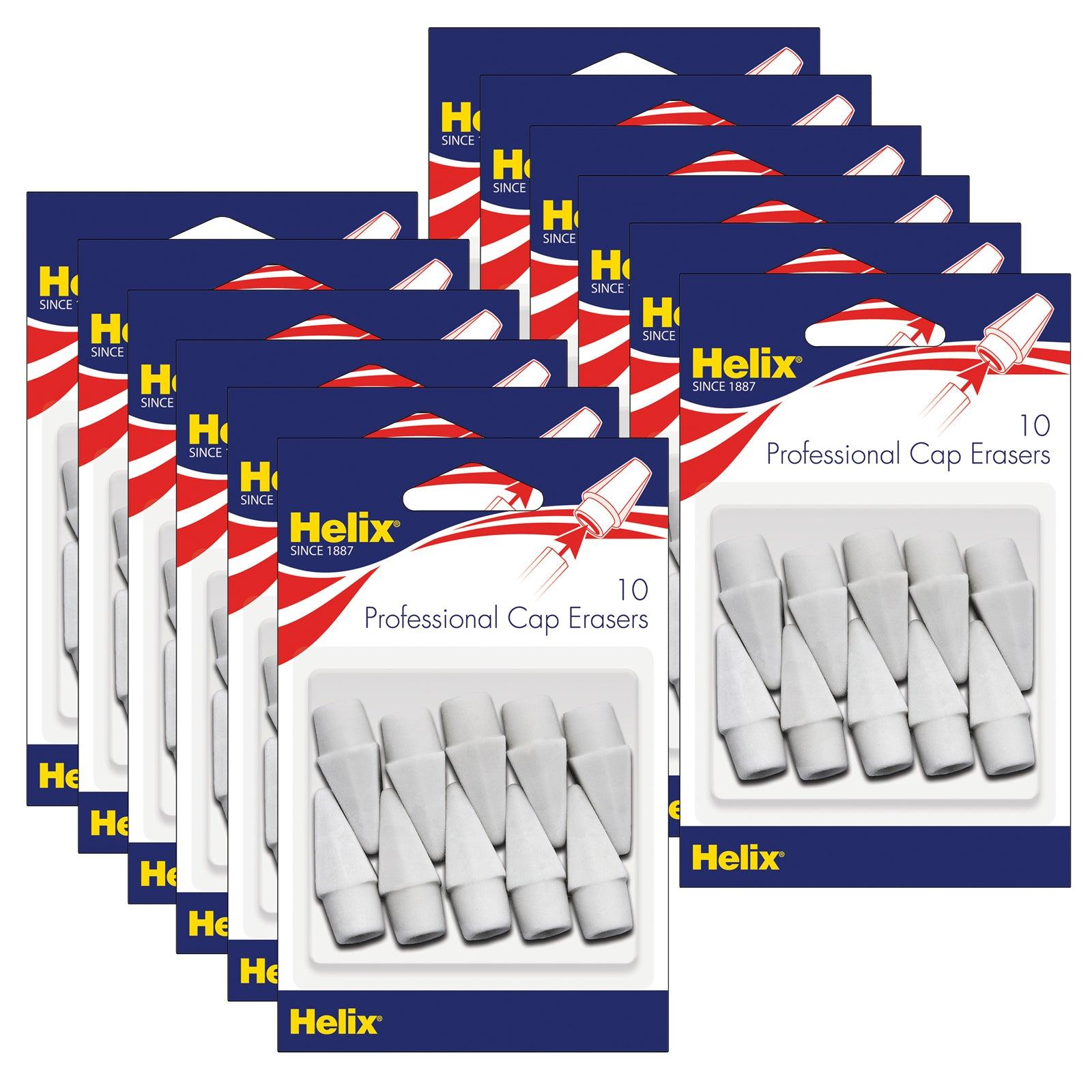 Professional Pencil Cap Erasers, White, 10 Per Pack, 12 Packs - Loomini