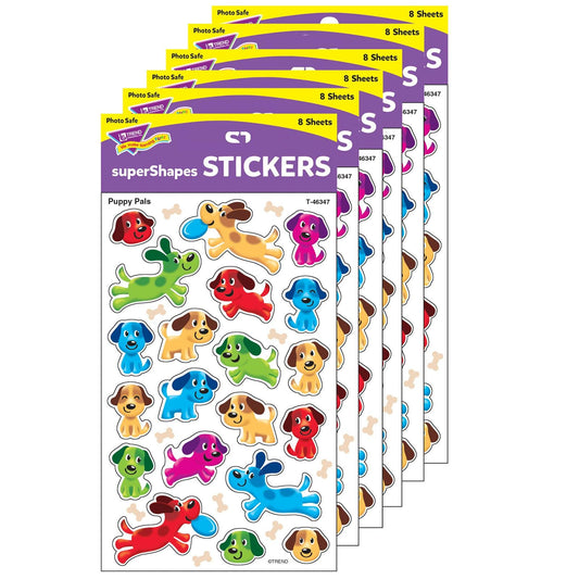 Puppy Pals superShapes Stickers-Large, 160 Per Pack, 6 Packs - Loomini