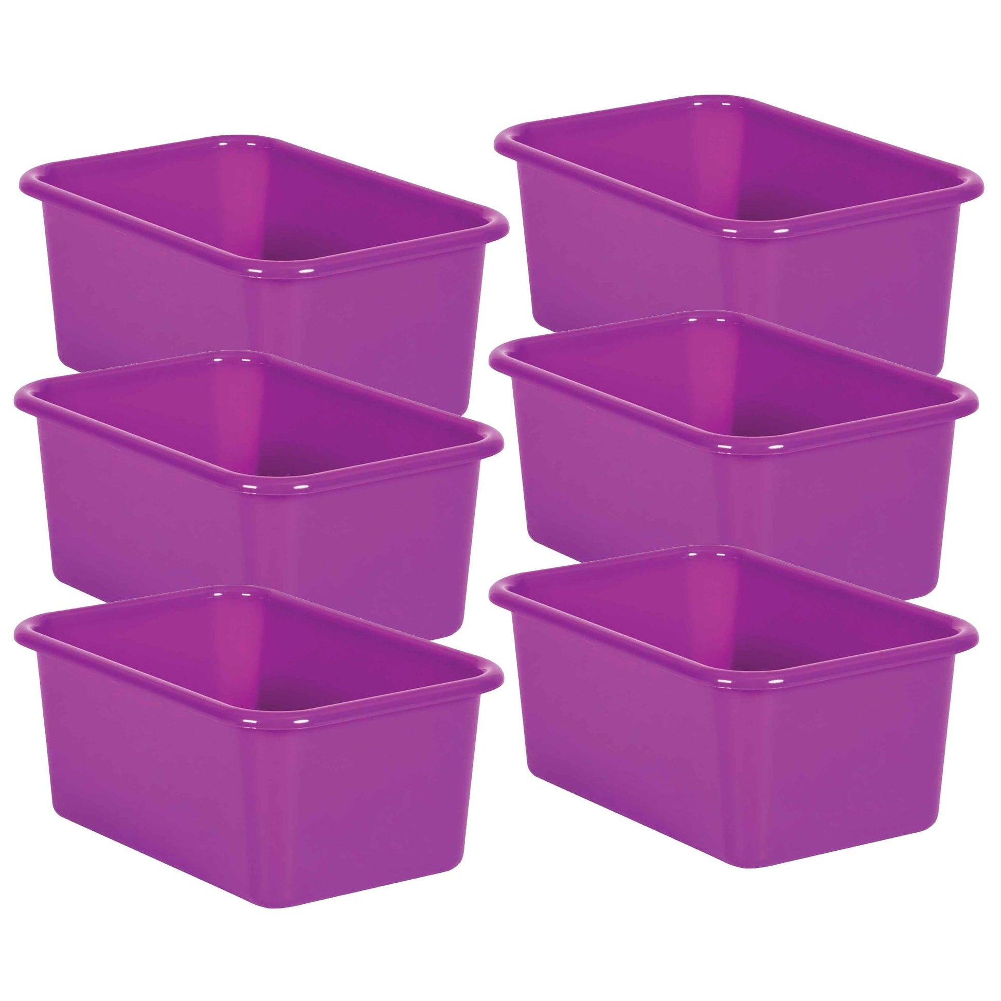 Purple Small Plastic Storage Bin, Pack of 6 - Loomini