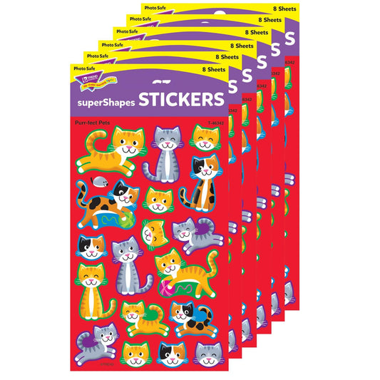 Purr-fect Pets superShapes Stickers-Large, 144 Per Pack, 6 Packs - Loomini