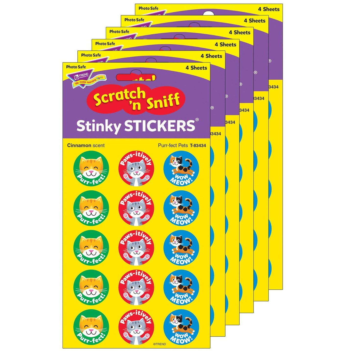 Purr-fect Pets/Cinnamon Stinky Stickers®, 60 Per Pack, 6 Packs - Loomini